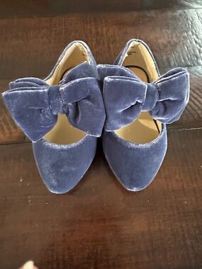 Janie and Jack Navy Velvet Bow Mary Janes